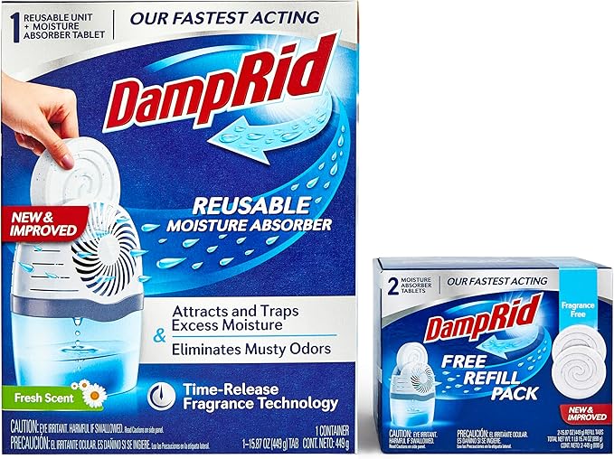 DampRid Drop Starter Kit with 1 Fresh Scent Moisture Absorbing Tab Odor by Ilios