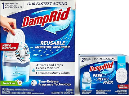 DampRid Drop Starter Kit with 1 Fresh Scent Moisture Absorbing Tab Odor by Ilios