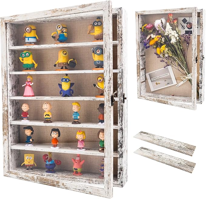 Shadow Box with Shelves, Coins Military Medals Pins Wedding Flowers by Unknown