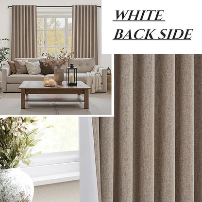 Dark Flax Black Out 120 Inch Long Boho Curtains 2 Panel Set, Farmhouse Curtain - Image 7
