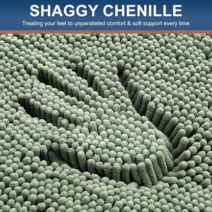 Smiry Luxury Chenille Bathroom Rugs 47x20, Extra Soft and Absorbent Shaggy Bath - Image 3
