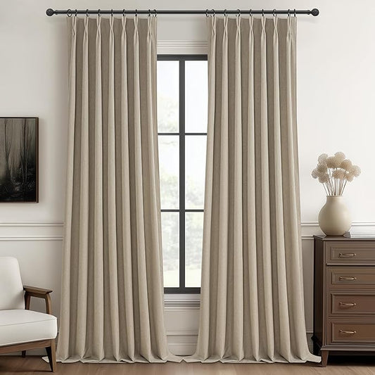 GreyBeige 105 Inch Curtains 2 Panel Set Burg Modern Decorative Dark Out Curtains by QJMYDECO
