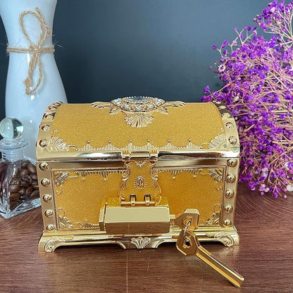 Retro Jewelry Box Arched Vintage Rectangular Metal Chest Necklace Ring Earrings - Image 2