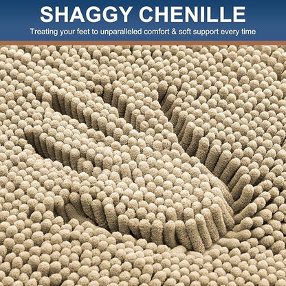 Smiry Luxury Chenille Toilet Rugs U-Shaped 24x24, Soft Absorbent Non-Slip - Image 3