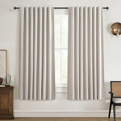 Room Darkening Curtains 72 Inches Long 2 Panels Burg, Rich Linen Heavy by QJMYDECO