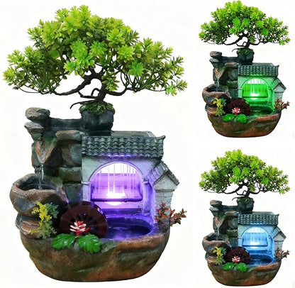 11" Desktop Fountain Rock Waterfall Humidifier by kunghei