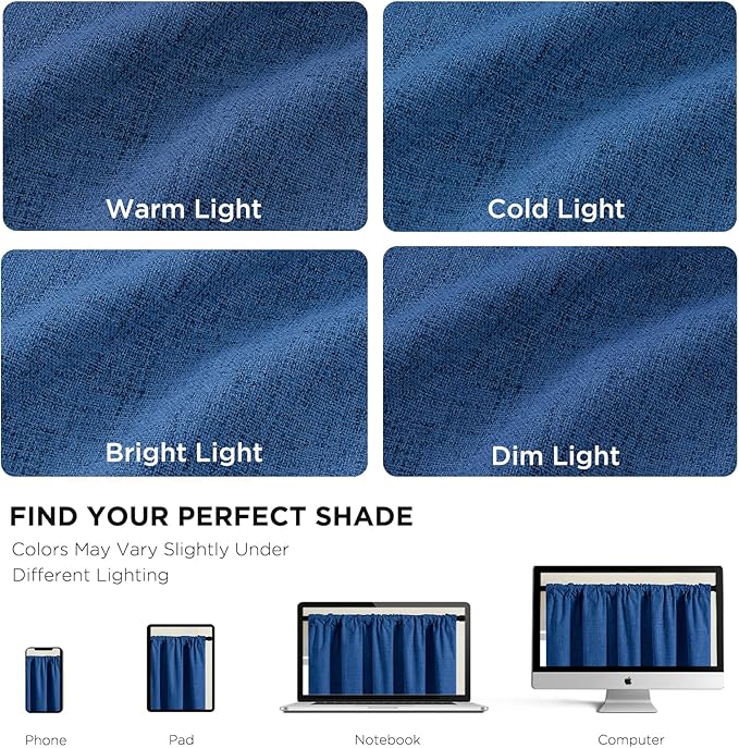 CUCRAF Linen 100% Blackout Curtains 96 Inch Length 2 Panels Set, Back Tab and - Image 4