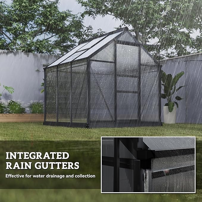 Outsunny 6' x 6' Greenhouse for Outdoors, Polycarbonate Greenhouse - Image 6