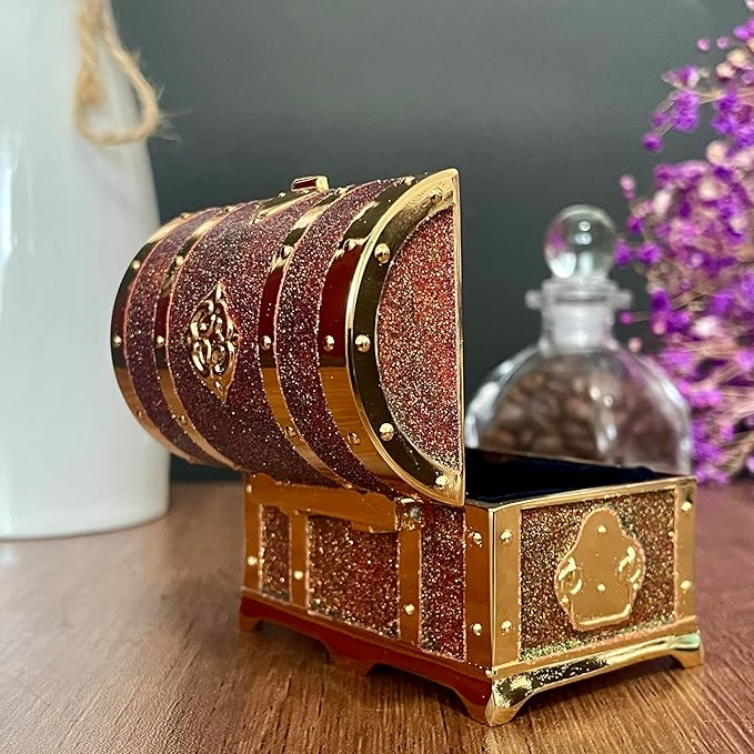 Retro Jewelry Box Arched Vintage Rectangular Metal Chest Necklace Ring Earrings - Image 5