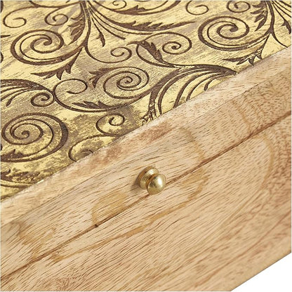 Deco 79 Mango Wood Scroll Handmade Decorative Box Storage Decorative Keepsake - Image 5