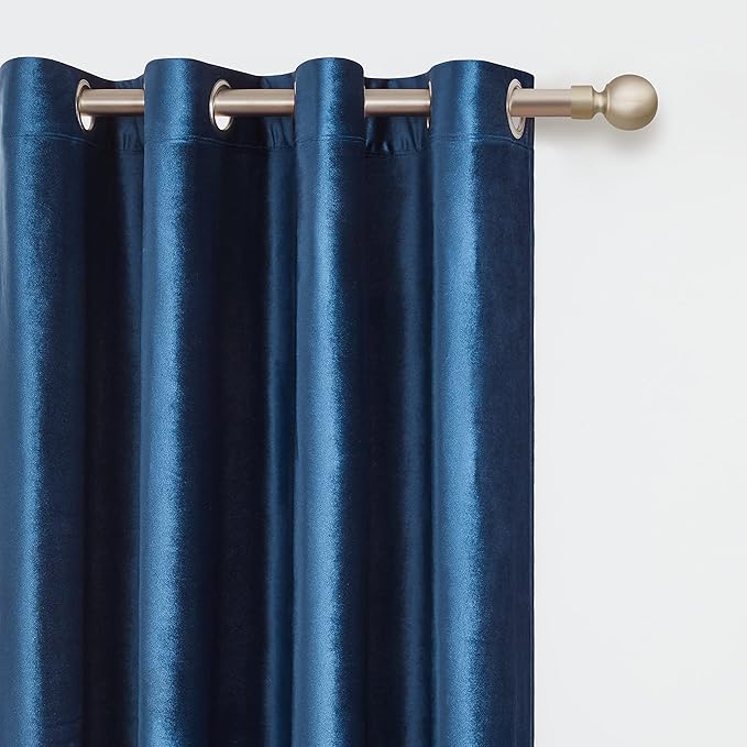 Luxury Navy Blue Velvet Curtains: 108 inches Dark Blue Elegant Living Room - Image 2