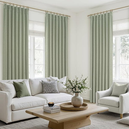 Sage Green Blackout Linen Curtains 108 Inches Long - Image 6