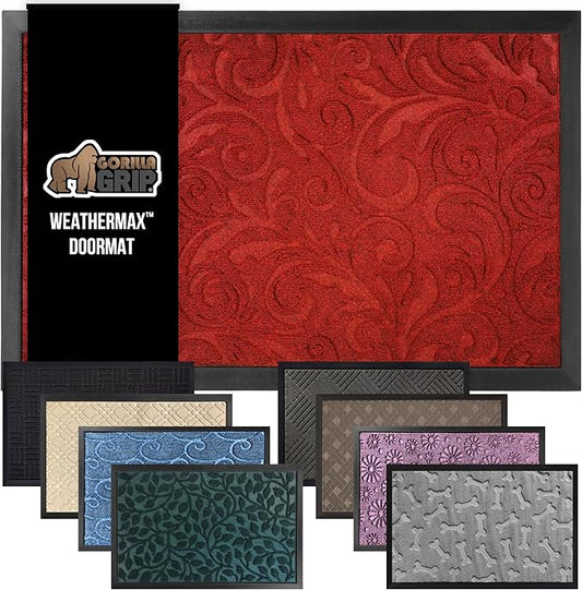 GORILLA GRIP 100% Waterproof All-Season WeatherMax Doormat 35x23, US Designed by GorillaGrip