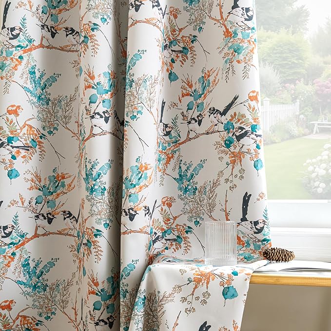 H.VERSAILTEX Floral 100% Blackout Curtains 84 inch Length 2 Panels Printed - Image 8