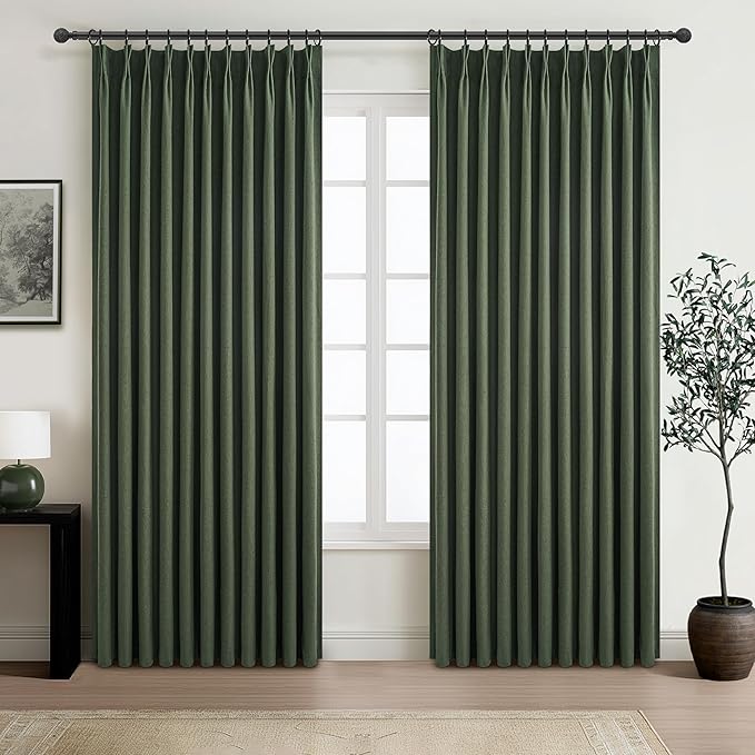 Curtains 70 Inch Length Extra Wide Pinch Pleated Black Out 84 Inch Long by QJMYDECO