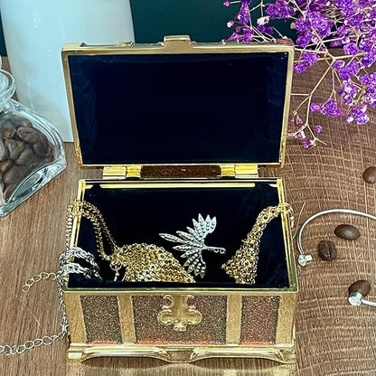 Retro Jewelry Box Arched Vintage Rectangular Metal Chest Necklace Ring Earrings - Image 2