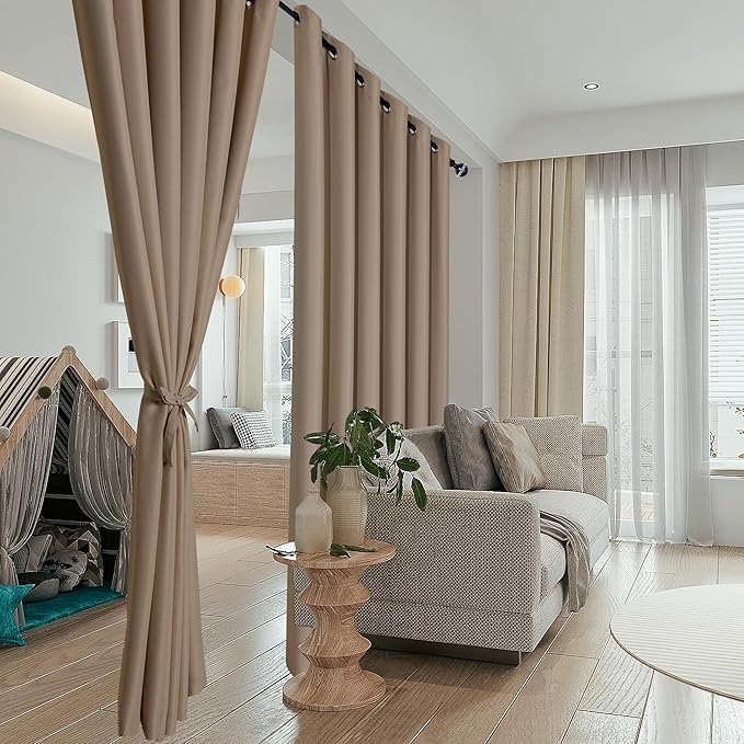 Hiasan Patio Sliding Door Curtain Panel, Camel Room Divider Grommet Blackout - Image 4
