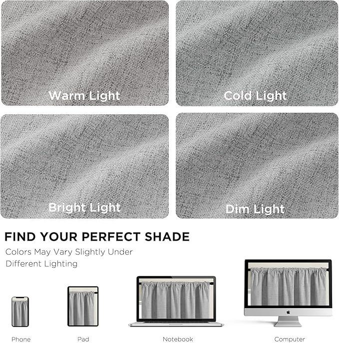 CUCRAF Linen 100% Blackout Curtains 96 Inch Length 2 Panels Set, Back Tab and - Image 4