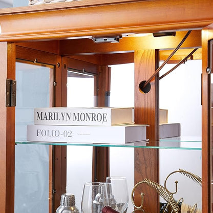Glass Curio Cabinet with Lights & Adjustable Shelves, Corner Cabinet - Image 8