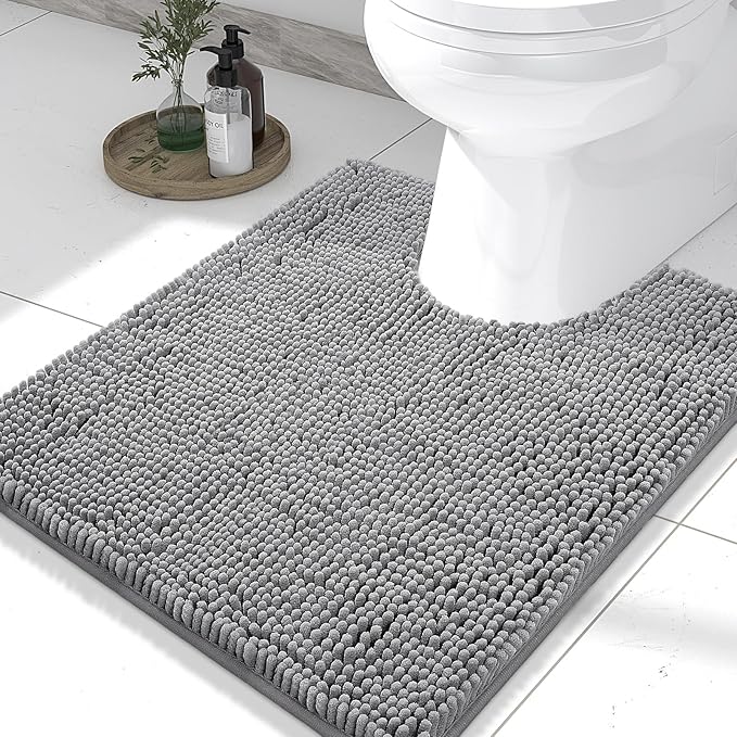 Smiry Luxury Chenille Toilet Rugs U-Shaped 24x20, Soft Absorbent Non-Slip by Smiry