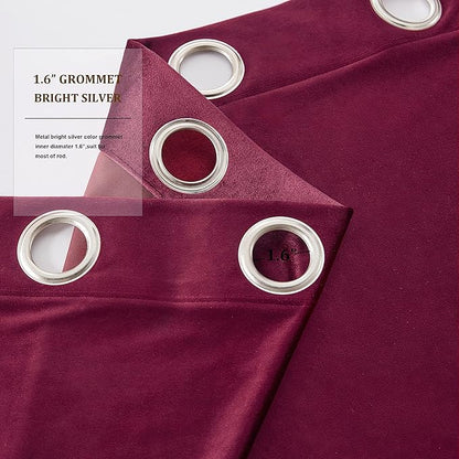 Christmas Burgundy Decorative Velvet Curtains 102 inches Elegant Living Room - Image 4