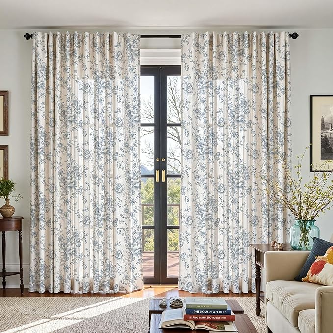 jinchan Linen Floral Curtains Extra Wide - Image 5