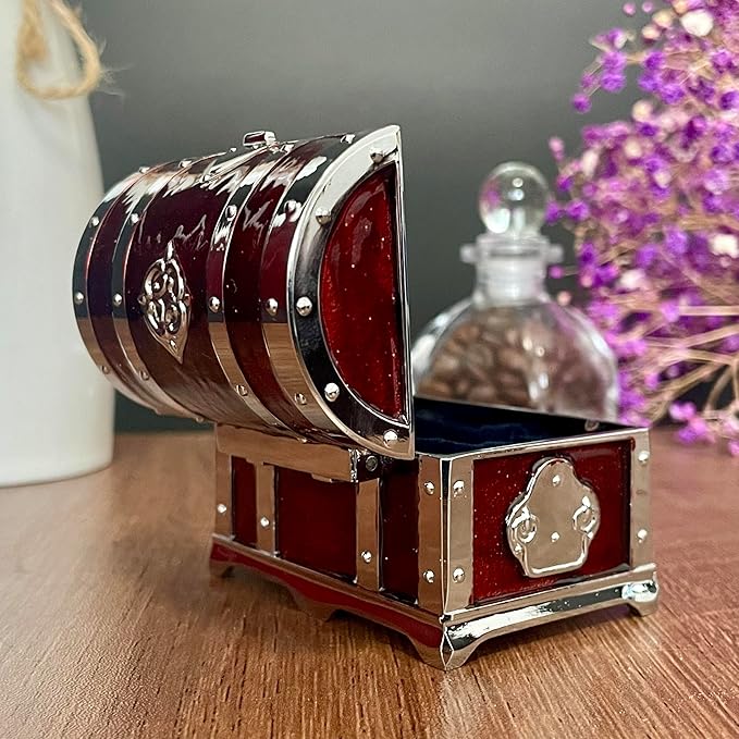 Retro Jewelry Box Arched Vintage Rectangular Metal Chest Necklace Ring Earrings - Image 5