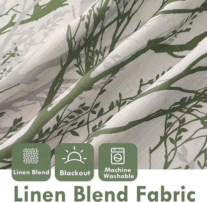 DriftAway Linen Printed Blackout Curtains Tree Branch Pattern Double Layer 90 - Image 3