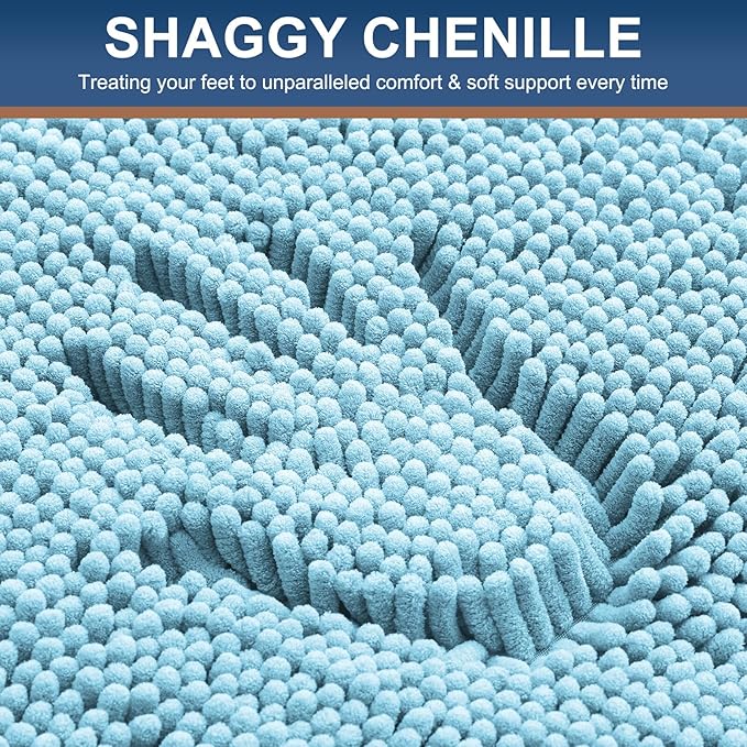 Smiry Luxury Chenille Bathroom Rugs 47x17, Extra Soft and Absorbent Shaggy Bath - Image 4
