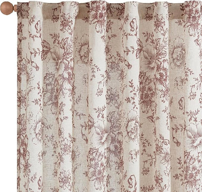 jinchan Linen Blend Curtain Floral Curtains - Image 8