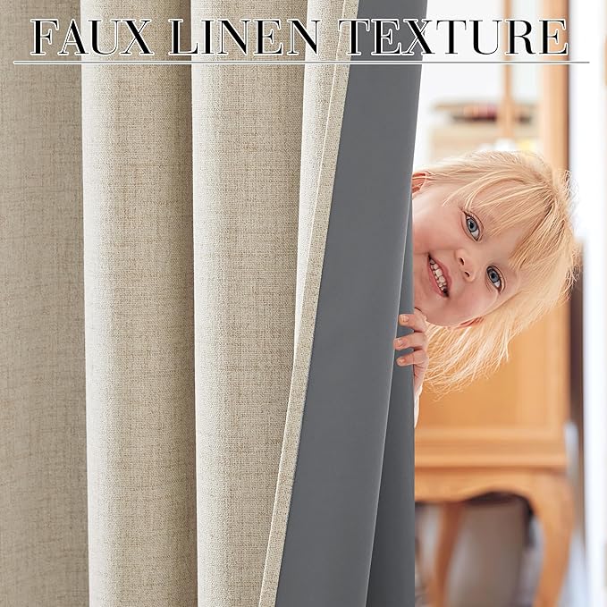 RYB HOME Warm Sand 100% Blackout Curtains - Image 8