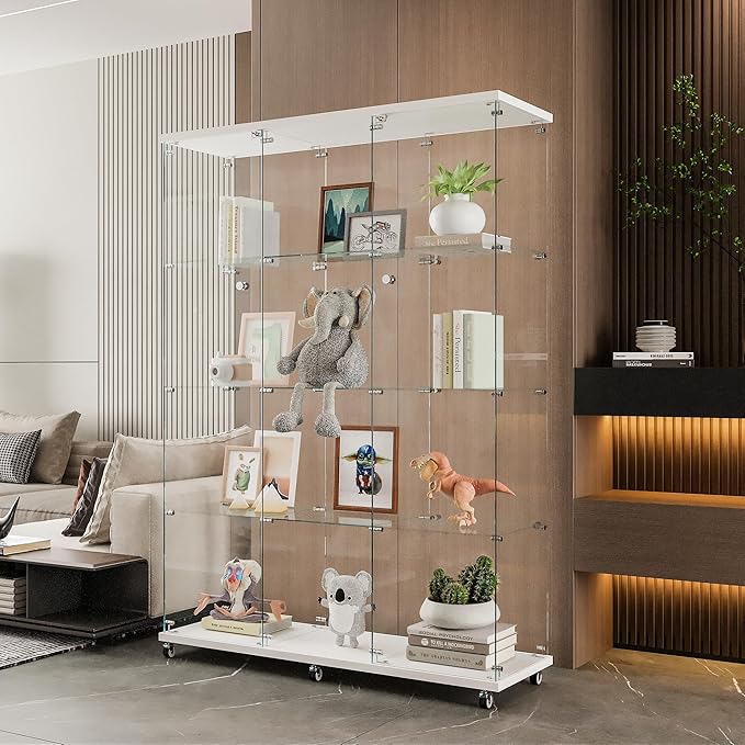 Yoluckea 4 Shelves Glass Display Cabinet Extra Large, Floor Standing Clear by Yoluckea