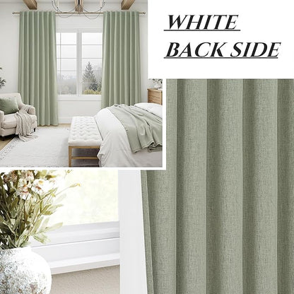 Sage Green Blackout Linen Curtains 86 Inches Long - Image 7