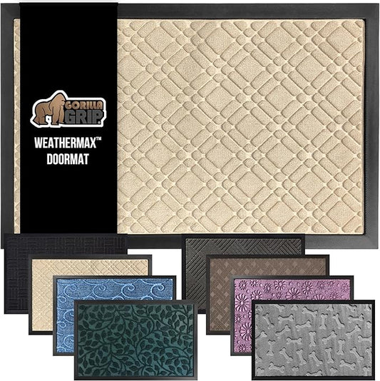 GORILLA GRIP 100% Waterproof All-Season WeatherMax Doormat, US Designed Natural by GorillaGrip