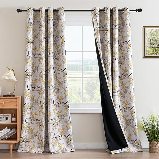 H.VERSAILTEX Floral 100% Blackout Curtains 96 inch Length 2 Panels Vintage by HVERSAILTEX