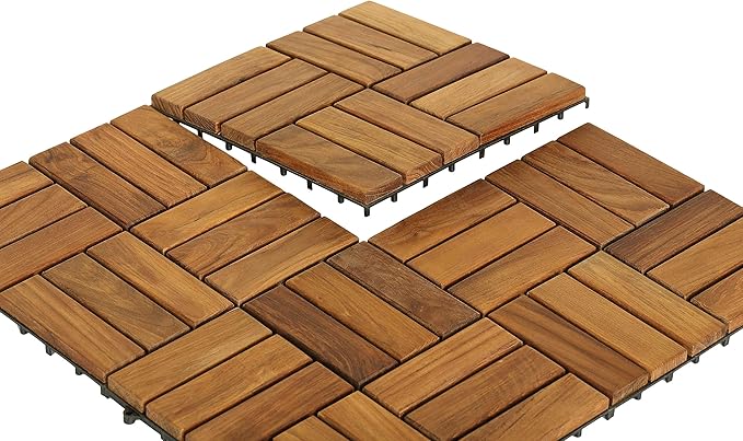 Bare Decor BARE-WF2009 Solid Teak Wood Interlocking Flooring Tiles - Image 3