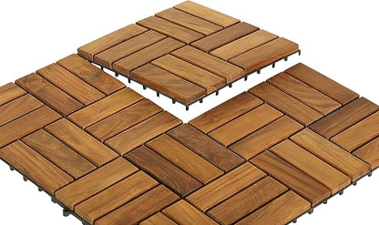 Bare Decor BARE-WF2009 Solid Teak Wood Interlocking Flooring Tiles - Image 3