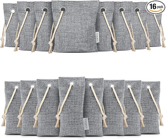 CLEVAST 16 Pack Activated Bamboo Charcoal Air Purifying Bags, Natural Fresh by CLEVAST