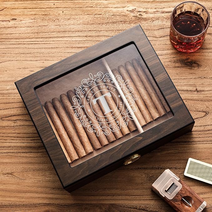 Woodronic Monogrammed Cigar Humidor, Custom Cigar Case - Image 3