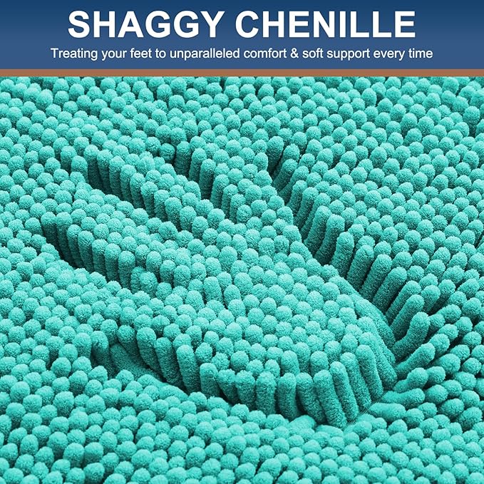 Smiry Luxury Chenille Toilet Rugs U-Shaped 20x20, Soft Absorbent Non-Slip - Image 3