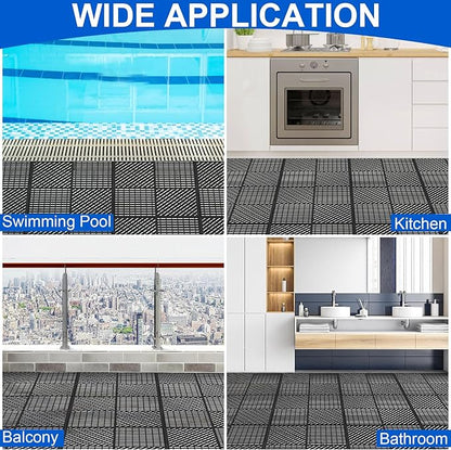 MYFAMIREA Modular Interlocking Cushion 12 Pack 11.8" x 11.8" Rubber Floor Tiles - Image 7