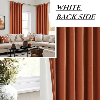 Fall Burnt Orange Curtains Pinch Pleated Blackout 84 Inches Long 2 Panels Set - Image 7