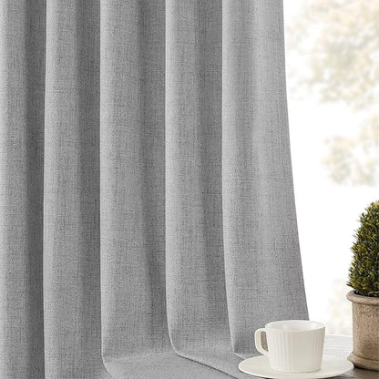 CUCRAF Linen 100% Blackout Curtains 84 Inch Length 2 Panels Set, Back Tab and - Image 8