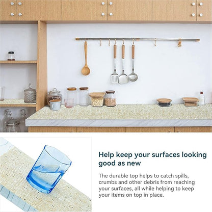 Durable Beige Non-Adhesive Shelf Liner - Image 3