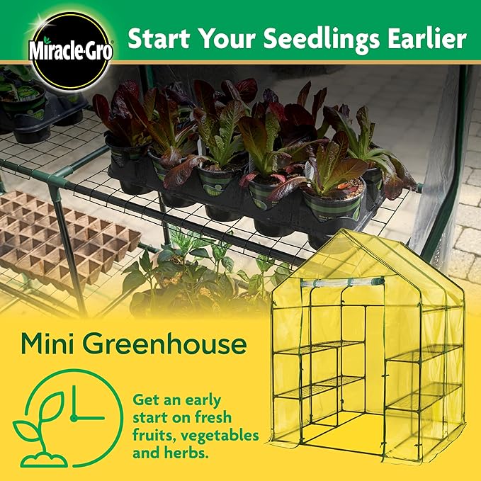 Miracle-GRO 4'8" x 4'8" x 6'5" Outdoor Mini Walk-in Greenhouse Plant Tent - Image 2