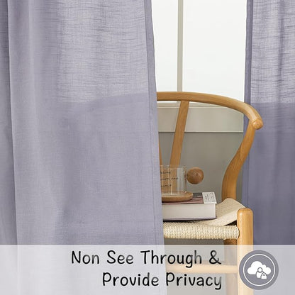 DONREN Lavender Linen Back Tab Curtains 72 Inches Long 2 Panels Set - Image 3