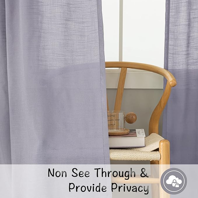 Lavender Purple Linen Back Tab Curtains 108 Inches Long Ceiling to Floor - Image 4