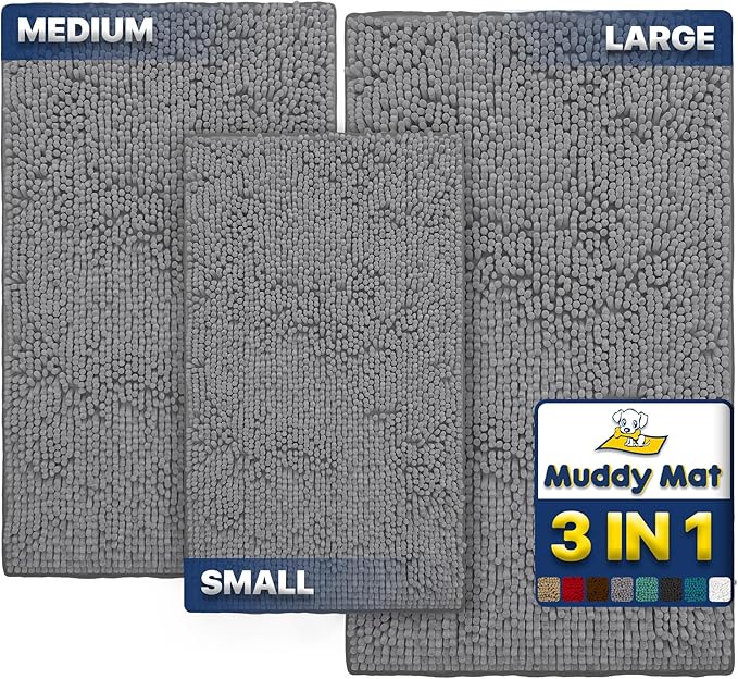 Muddy Mat® Pack of 3 Highly Absorbent Microfiber Dog Door Mat and Pet Rug by MuddyMat%C2%AE