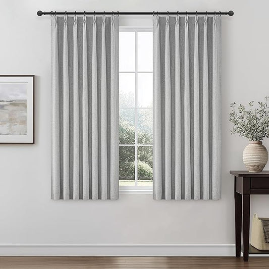 Gray Kitchen Blackout Curtains 45 Inch Length, Basement Curtain by QJMYDECO