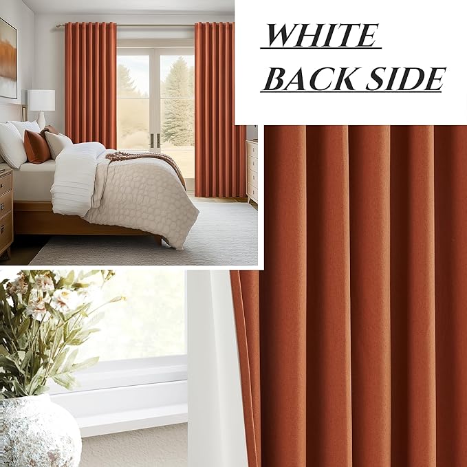 Fall Burnt Orange Curtains Blackout 86 Inches Long 2 Panels Set, Terracotta - Image 6